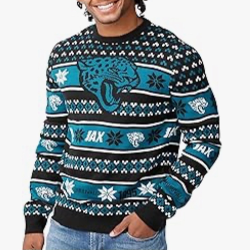 Jacksonville Jaguars Ugly Christmas Sweater NEW NFL Black Football XXL XL Medium